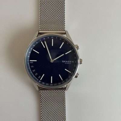 Skagen Hybrid SKT1313 Smartwatch blaues Zifferblatt silber Mesh Box manuell