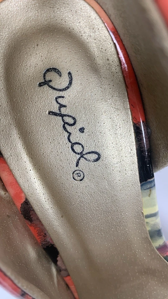 Qupid   Women Patent Pink Orange Pointed Toe Pump Heel Size 8 - Image 4 of 4