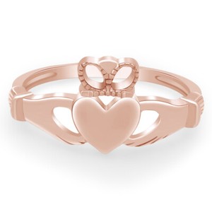 Authentic Claddagh Freindship Love Loyalty 14K Rose Gold Plated Silver Ring