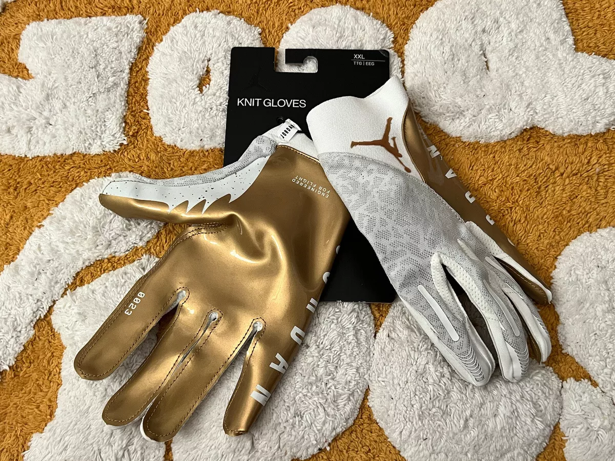 White and gold sales nike football gloves