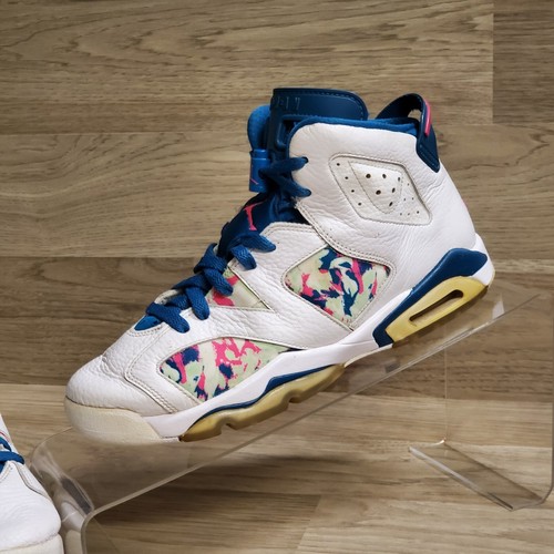 Nike Air Jordan VI 6 Retro Green Abyss Laser Fuchsia White GS Size 7Y 543390-153 - Picture 2 of 16