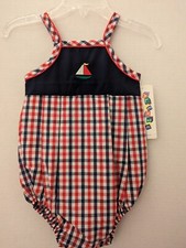 NWT Alexis Embroidered Sailboat One Piece Romper Baby Girl Boy 6 Months USA MADE