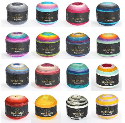 Wollbiene Cupcake Strickwolle Bobbel Batik Häkel Wolle 150g Wolle 540m Lauflänge