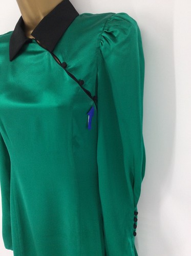 DE LA VALI WHISKEY SILK MINI DRESS WOMENS UK6 GREEN RRP£375 BR - Picture 6 of 7