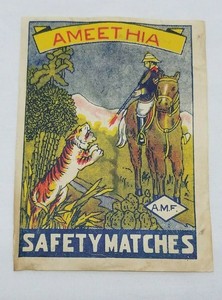 Vintage Antique Match Box Matchbox Label Ephemera Indian Tiger Hunter Horse 20s | eBay
