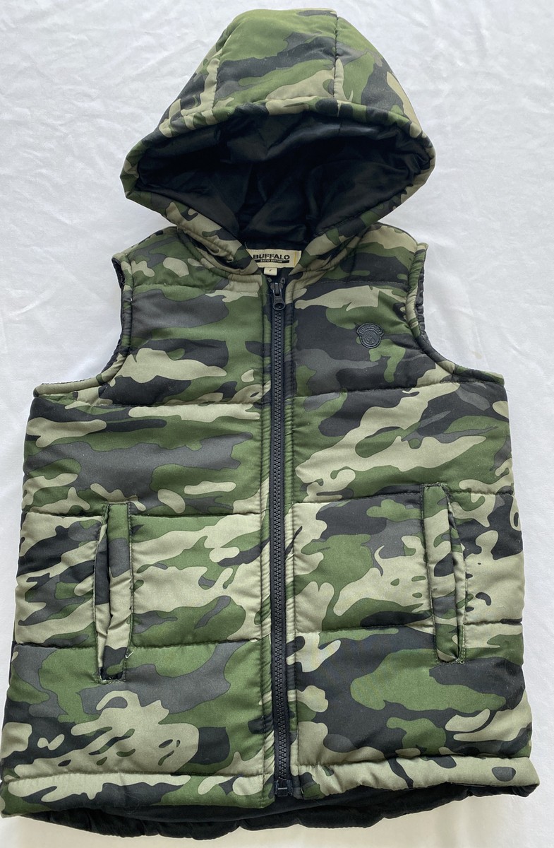 Buffalo David Bitton Hooded Camo Puffer Vest Insulated Size