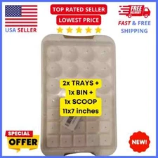 Ice Cube Trays Set,Round & Square Molds w/ Storage Bin & Scoop, 11x7 In, 2 Pack