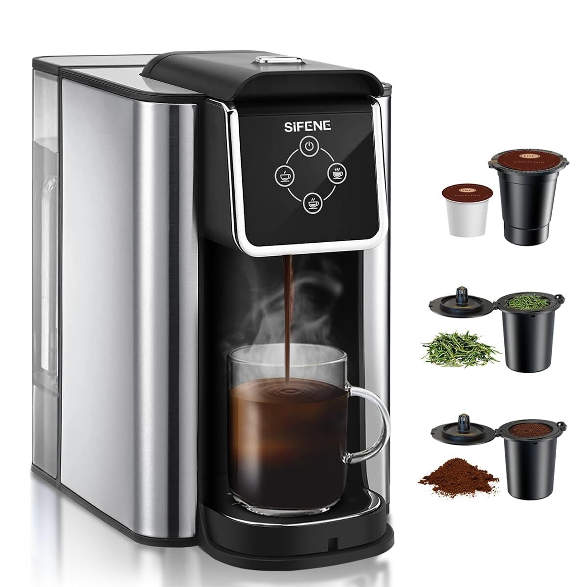 Single Serve Coffee Machine, 3-in-1 Coffee Maker for Quick Brew Coffee Pods, ...