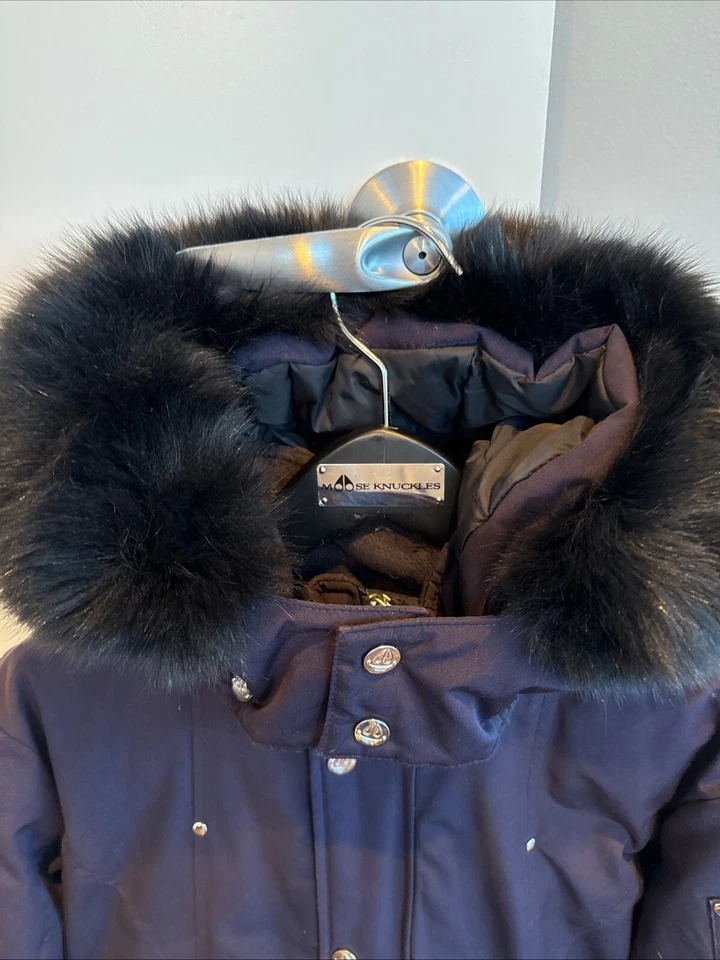 Moose Knuckles Niños Grande Unisex Original Bomber Piel Talla XL en Púrpura Oscuro Foto 3 de 4