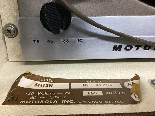 50s 60s Motorola Hi Fi Stereophonic Suitcase Record Player Sh12n working. - Picture 6 of 16