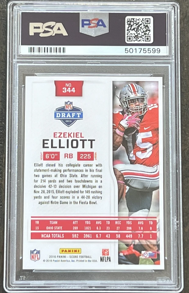 EZEKIEL ELLIOTT - 2016 PANINI SCORE - #344 - THE OHIO STATE BUCKEYES - Image 2 of 2