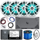 Infinity R3000 Radio, 4x 6.5" White Boat Led Speakers, 4Ch Amp, Install Kit