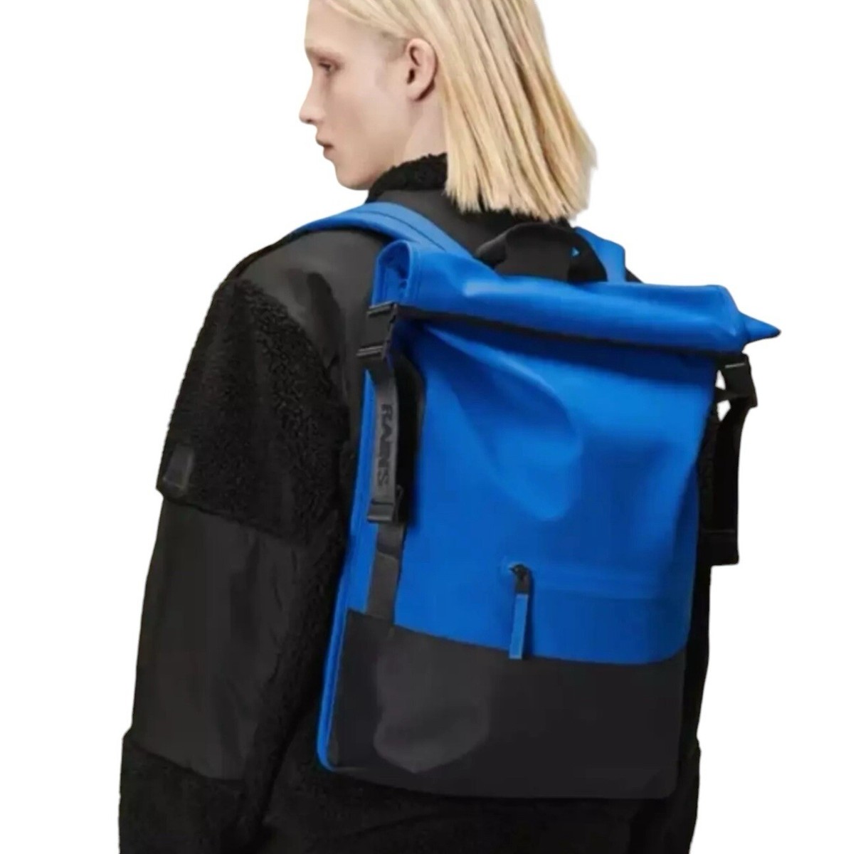 RAINS Rolltop Rucksack Waterproof Blue (Wave) Backpack W3
