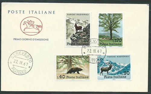 1967 ITALY FDC HORSE NATIONAL PARKS NO ARRIVAL STAMP - EDG7