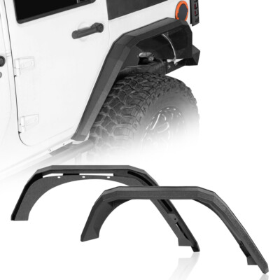 2Pcs Sturdy Steel Flat Rear Fender Flares Set for Jeep Wrangler JK 2007-2018