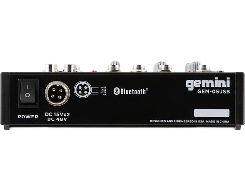 Gemini GEM-05USB | Kompaktmixer | 5 Kanäle | Bluetooth | +48V Preamp - Bild 5 von 5