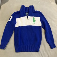 AWESOME - Polo Ralph Lauren - Big Pony Logo - Quarter Zip Sweater - Medium 10/12