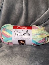Premier Yarns Starbella Yarn Cheers Aqua Rose Yellow Green 3.5 Oz 33 Yds New