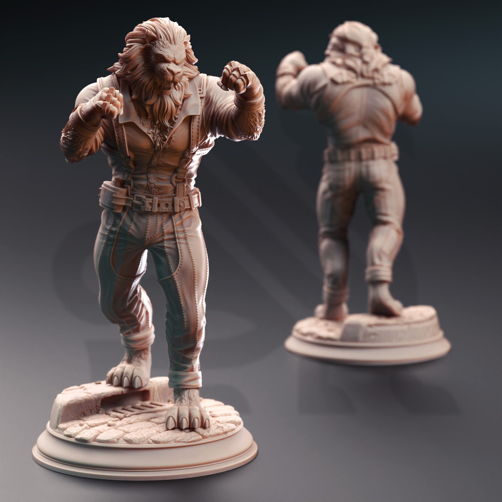 Vaa'dren Leonin Lionfolk Pugilist Monk Rogue Fighter Miniature | D&D DnD