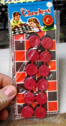 vintage 1960 kids dime store toy, Checkers game, board and pieces, ages 6 and up