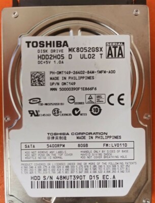 Disque Dur Sata 2.5 80 Go Toshiba MK8032GSX