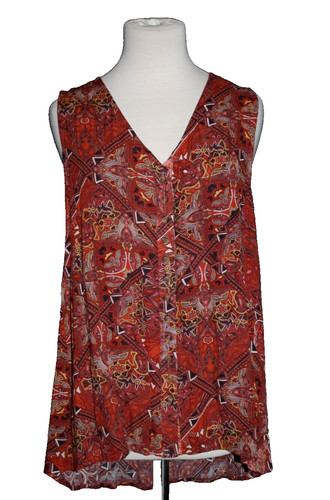 Anthropologie EN CREME Button Down Tank Top Shirt Brick Rust Size Medium M
