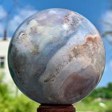 1.23LB Natural Sakura Flower Agate QUARTZ Sphere Crystal Ball Healing