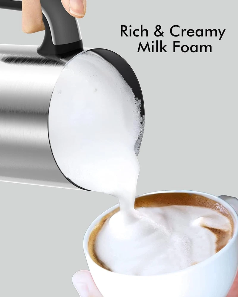 Milk Frother, 4-In-1 Electric Milk Foamer with Cold & Hot Froth for Latte Cappuc
