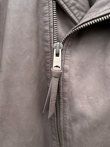 All Saints GIBSON Leather Biker Jacket MEDIUM Grey Mens Bomber Moto AllSaints - Picture 14 of 20