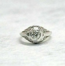 1Ct White Round Cut CZ Vintage Style Engagement Ring Solid 925 Sterling Silver