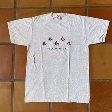 Vintage Jerzees Russell Corp Mens L Made In USA Hawaii Embroidered Heather Gray