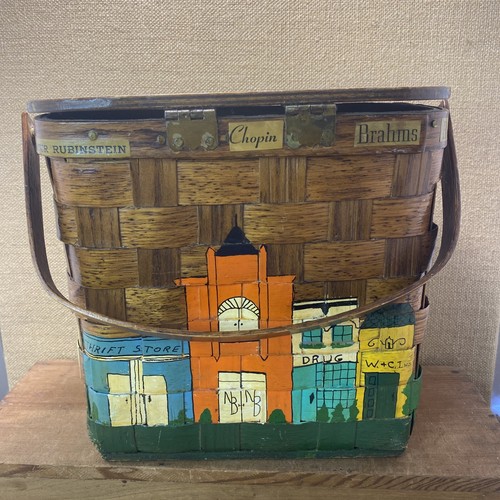 Vintage Basket Purse Basketville Woven Box Hand Painted Putney Vermont - Picture 6 of 14