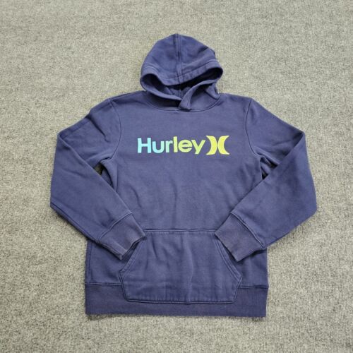 Sweat-shirt à capuche Hurley jeunesse grand pull polaire bleu 14/16 logo épelé - Photo 1/10