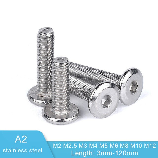 M2-M12 Furniture Connector Flat Head Allen Screws A2 Stainless Socket Cap Bolts M2-M12 Furniture Connector Flat Head Allen Screws A2 Stainless Socket Cap Bolts