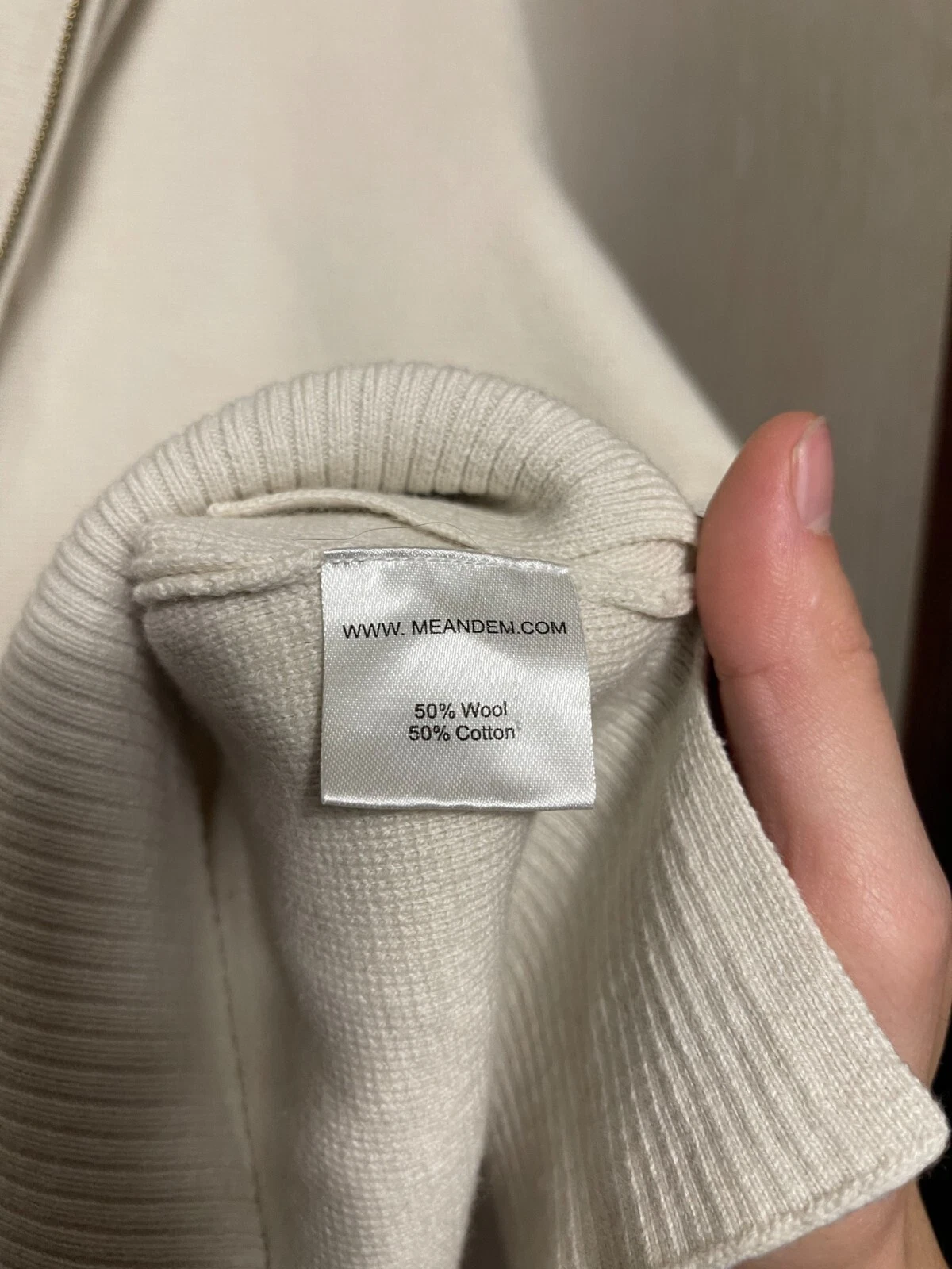 OFF WHITE Felpa con cappuccio e zip intera ME AND EM ME+EM misto lana bianco panna donna tg10