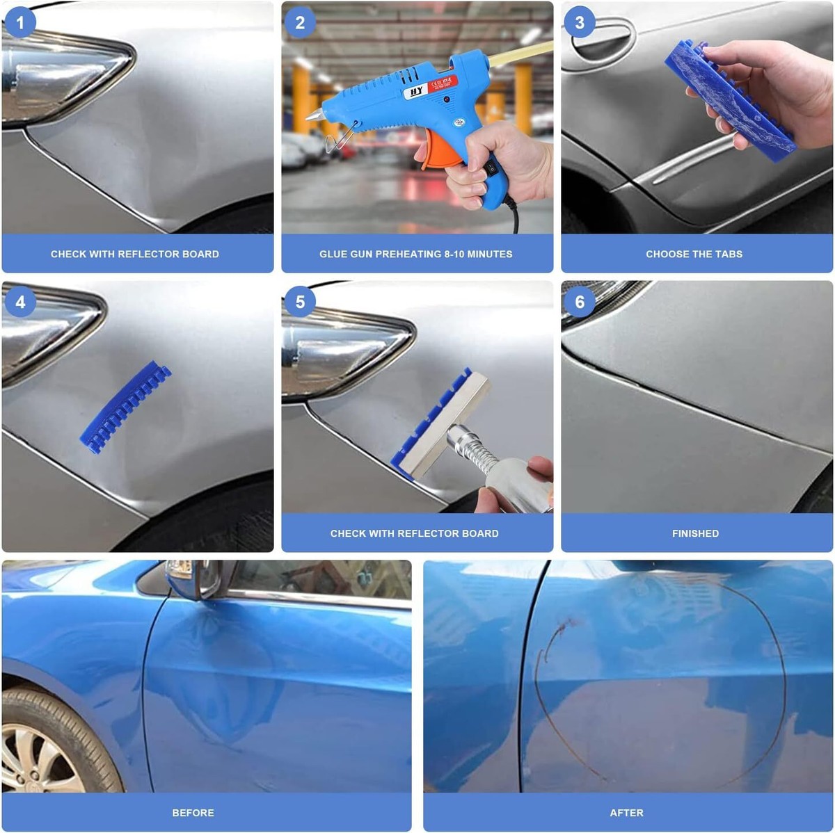 Car Paintless Dent Repair Kit – Hail Damage Remover With Glue Gun For Dint Pulling