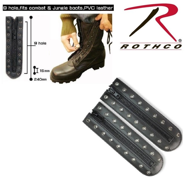 Convert Boot Laces to ZIPPER 9 Holes Black Rothco 6195 for sale online