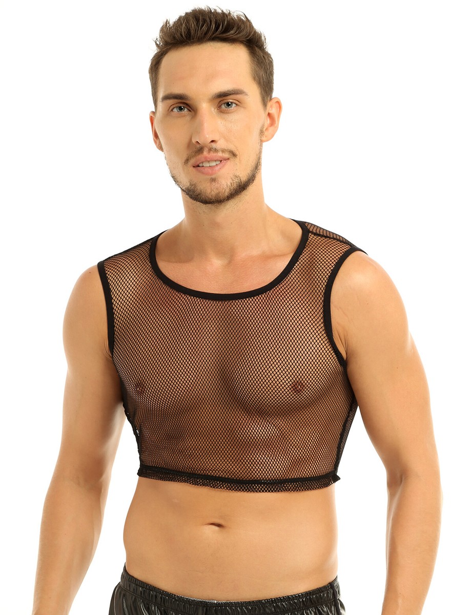 mens fishnet top