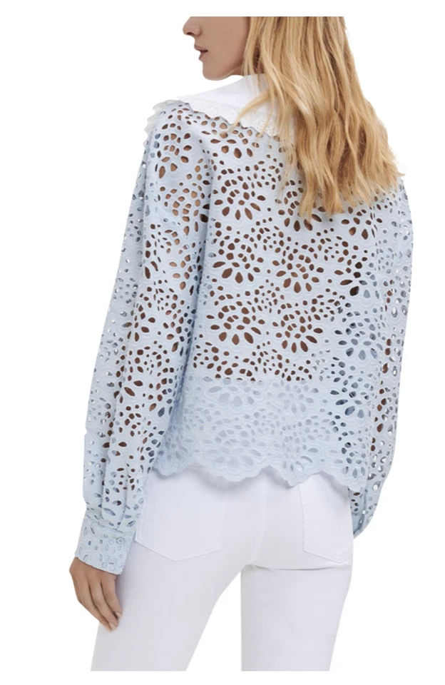 Хлопковая блузка с петлями MAJE Cio размер L оригинал. $345 новый с Ярлыками - Изображение 2 из 4