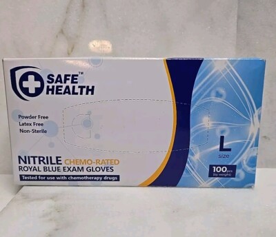 Safe Health Exam Grade Nitrile Gloves Size LARGE, 100PCS IN BOX