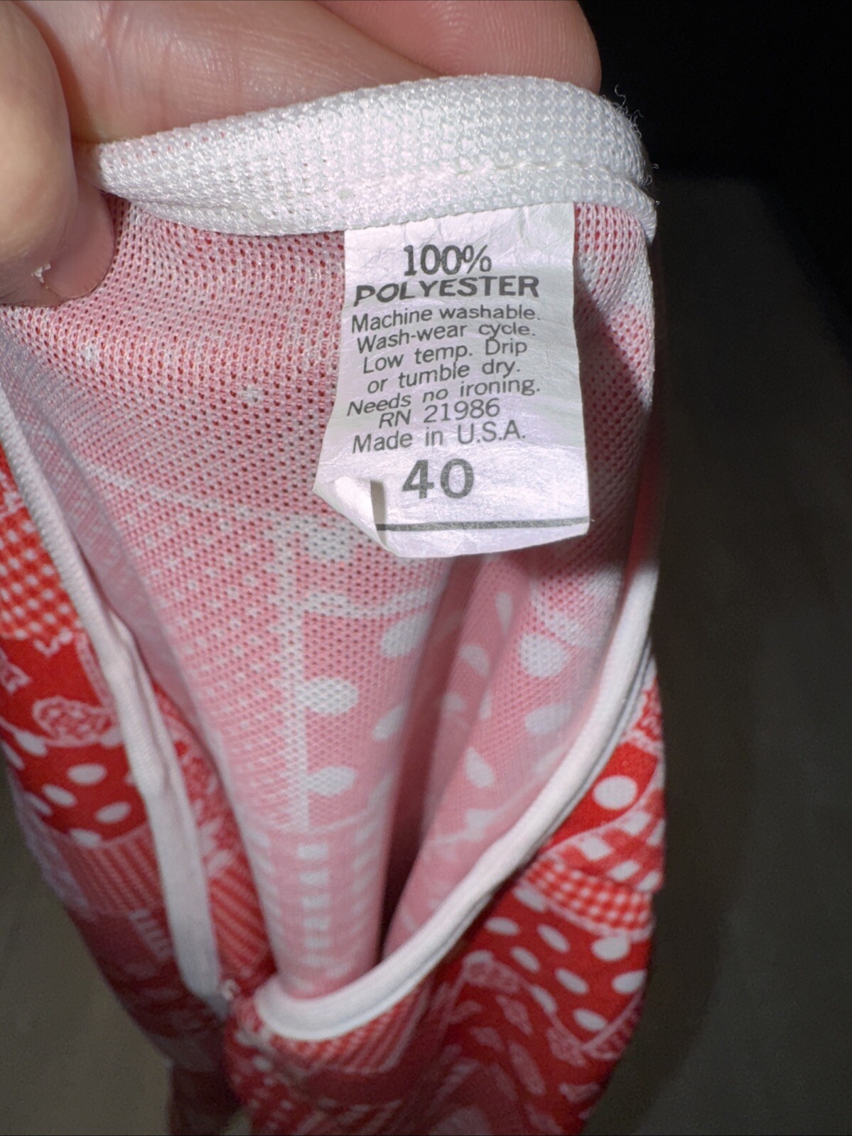 Vintage Red Patchwork Print Polyester Smock Style… - image 5