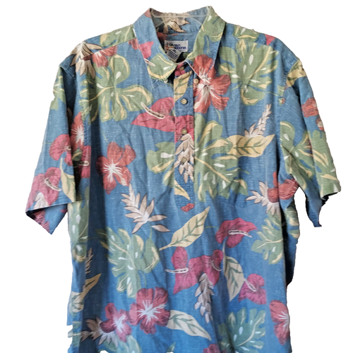 Vtg Reyn Spooner Mens XL Hawaiian Floral Reverse Print Pullover Camp Shirt Y2K