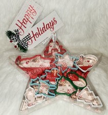 10 PC THE BAKE HOUSE STAINLESS STEEL CHRISTMAS ASSORTED COOKIE CUTTER w/PVC RIM