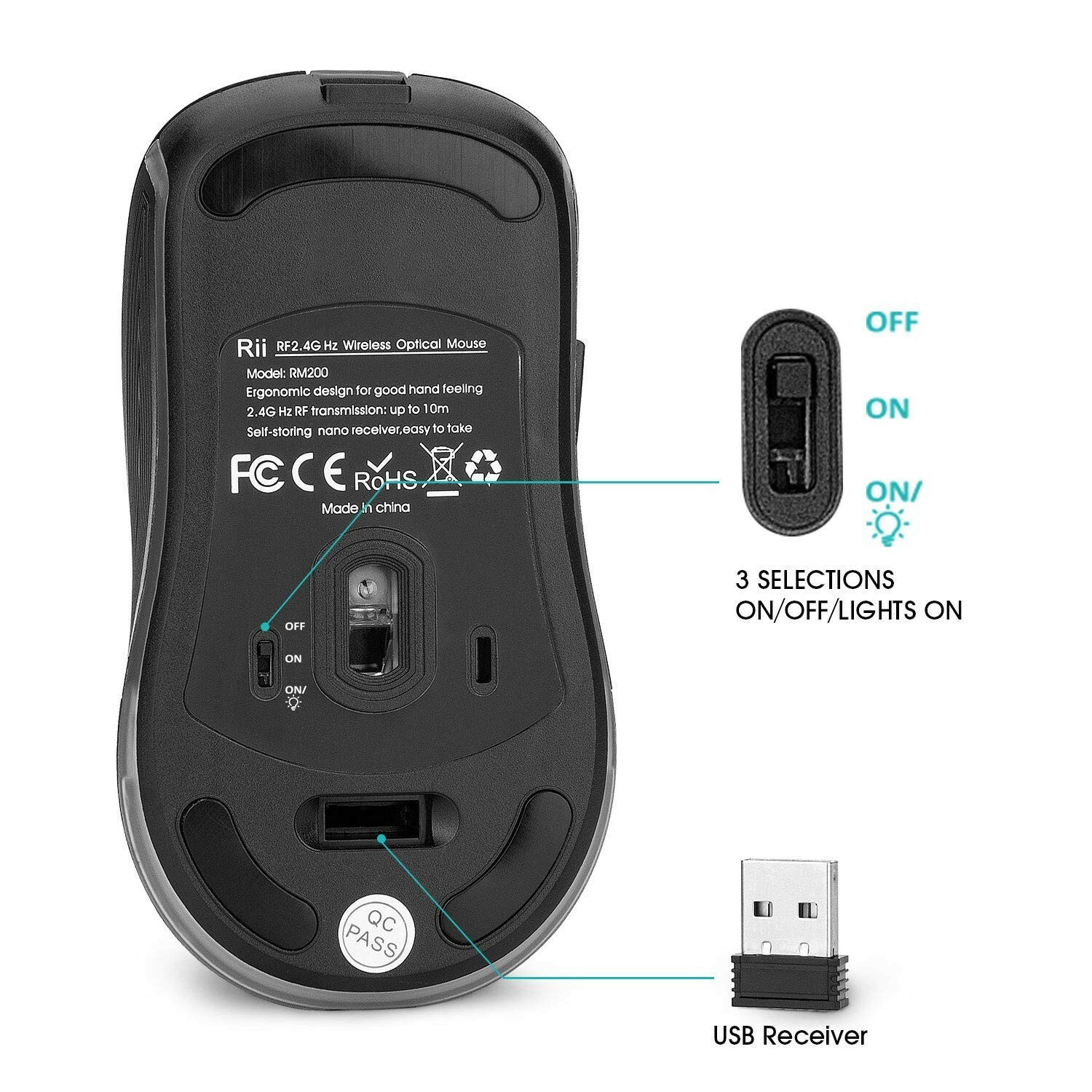 Souris sans fil rechargeable pour éviter les pannes de pile sur Mac et PC