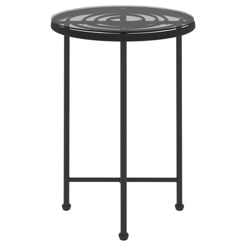 vidaXL Dining Table Black �55 cm�Tempered Glass and Steel - Picture 3 of 6