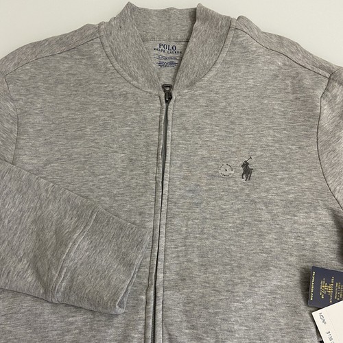 Polo Ralph Lauren Full Zip Bomber Sweater Track Jacket Mens Small Gray $138 NWT - Picture 2 of 10