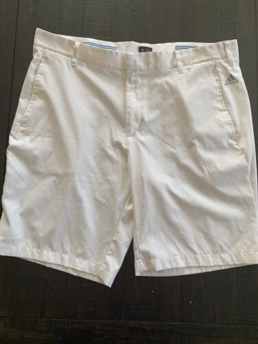 Adidas Mens Ultimate 3-Stripe 9.5" White Golf Shorts Flat Front Size 38 - Picture 1 of 8