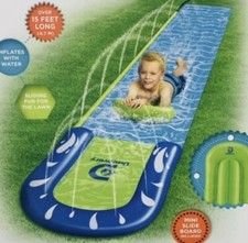 Water Splash Slide - Mini Sliding Board - 15 ft - Water Inflatable w/ Sprinklers