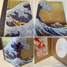 Japanese Table Shelf Photo Stand 2 Photo Ukiyoe Style Artwork Mt Fuji Large Wave