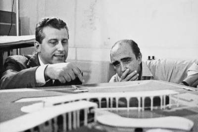 Der Architekt Oscar Niemeyer und der Ingenieur Giorgio Calanca 1968 4x6 FOTO